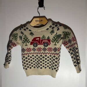 Kids Cream Sweater with Red Truck Design